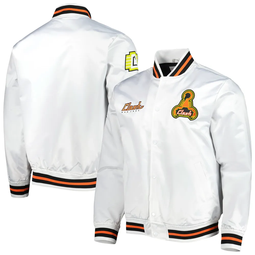 Men's Mitchell & Ness  White San Jose Earthquakes City Full-Snap Satin Jacket