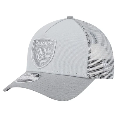 Men's New Era Gray San Jose Earthquakes Color Pack 9FORTY A-Frame Adjustable Trucker Hat