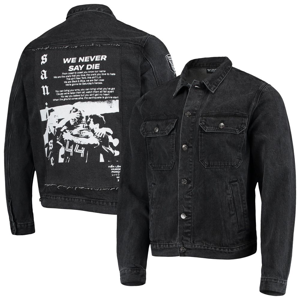 Men's The Wild Collective Black San Jose Earthquakes Denim Button-Up Jacket