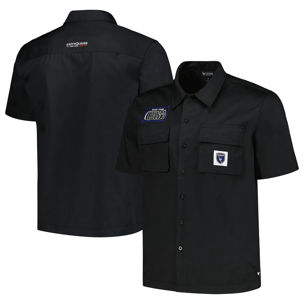 Chemise boutonnée utilitaire noire San Jose Earthquakes The Wild Collective pour homme