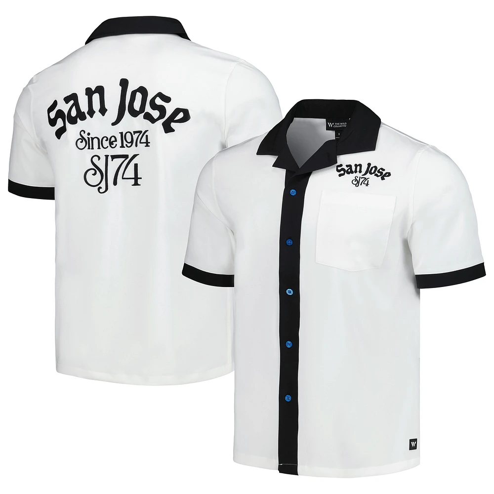 Men's The Wild Collective  White San Jose Earthquakes Bowler Button-Up Shirt