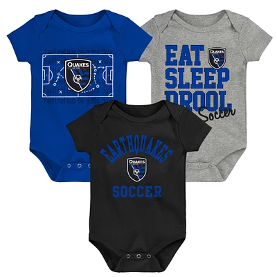 Newborn & Infant Blue/Black/Gray San Jose Earthquakes 3-Pack Bodysuit Set