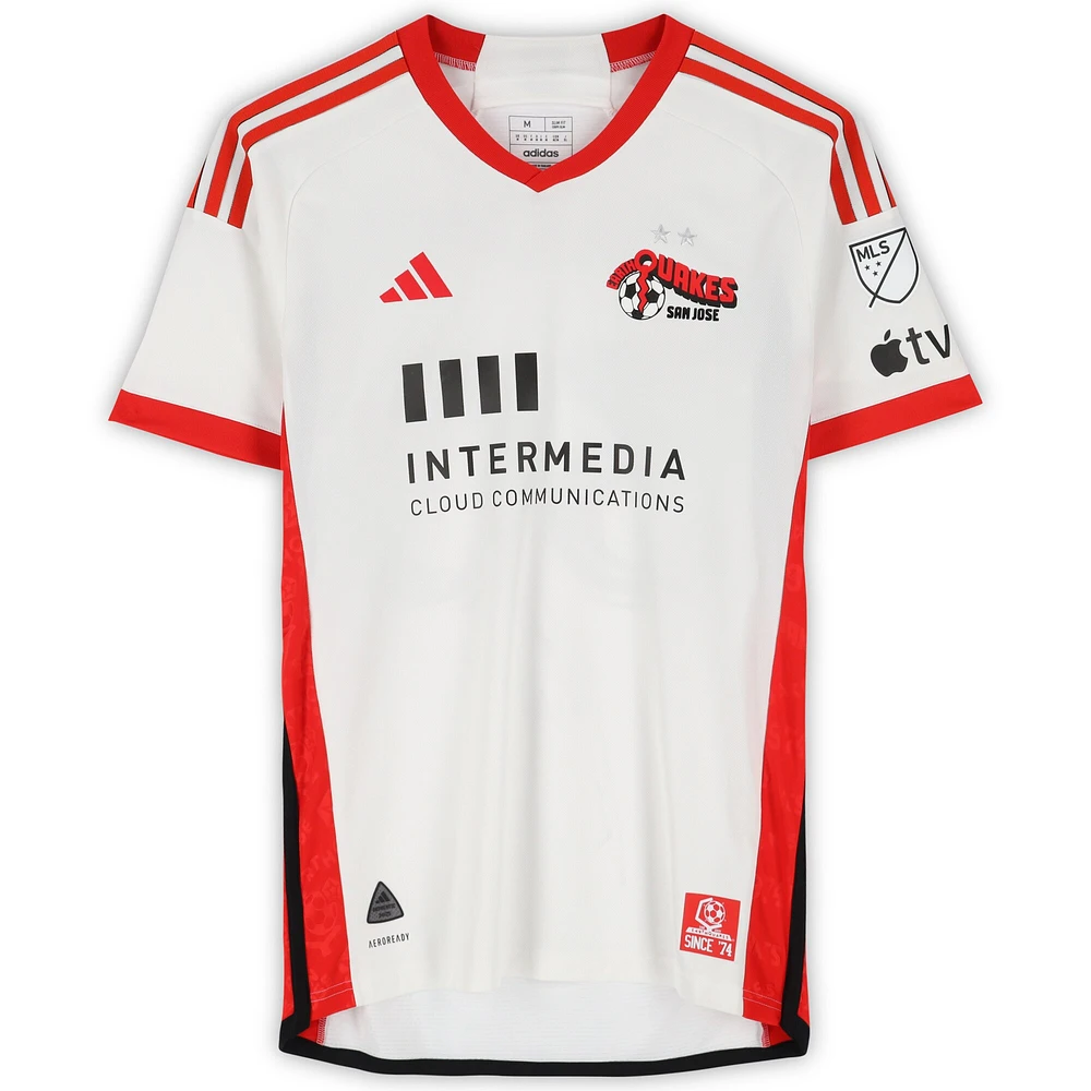 Maillot adidas blanc dédicacé n° 30 de Niko Tsakiris des San Jose Earthquakes pour la saison 2024 de la MLS - Taille M