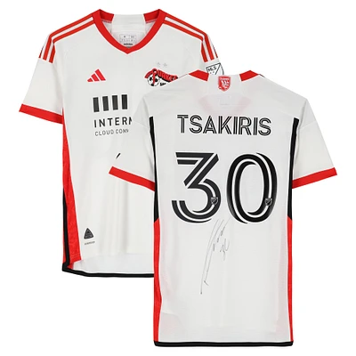 Maillot adidas blanc dédicacé n° 30 de Niko Tsakiris des San Jose Earthquakes pour la saison 2024 de la MLS - Taille M