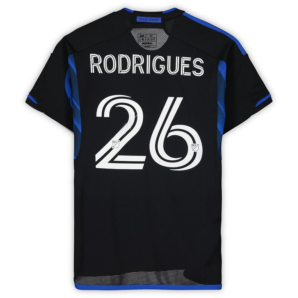 Maillot noir dédicacé #26 de Rodrigues San Jose Earthquakes pour la saison 2023 de la MLS