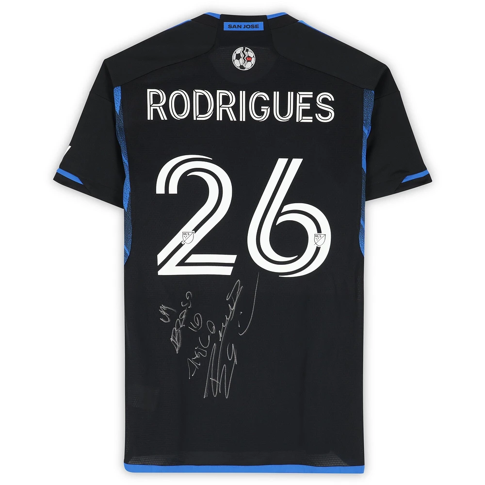 Maillot adidas bleu/noir dédicacé Rodrigues San Jose Earthquakes n° 26, saison 2024 de la MLS - Taille M