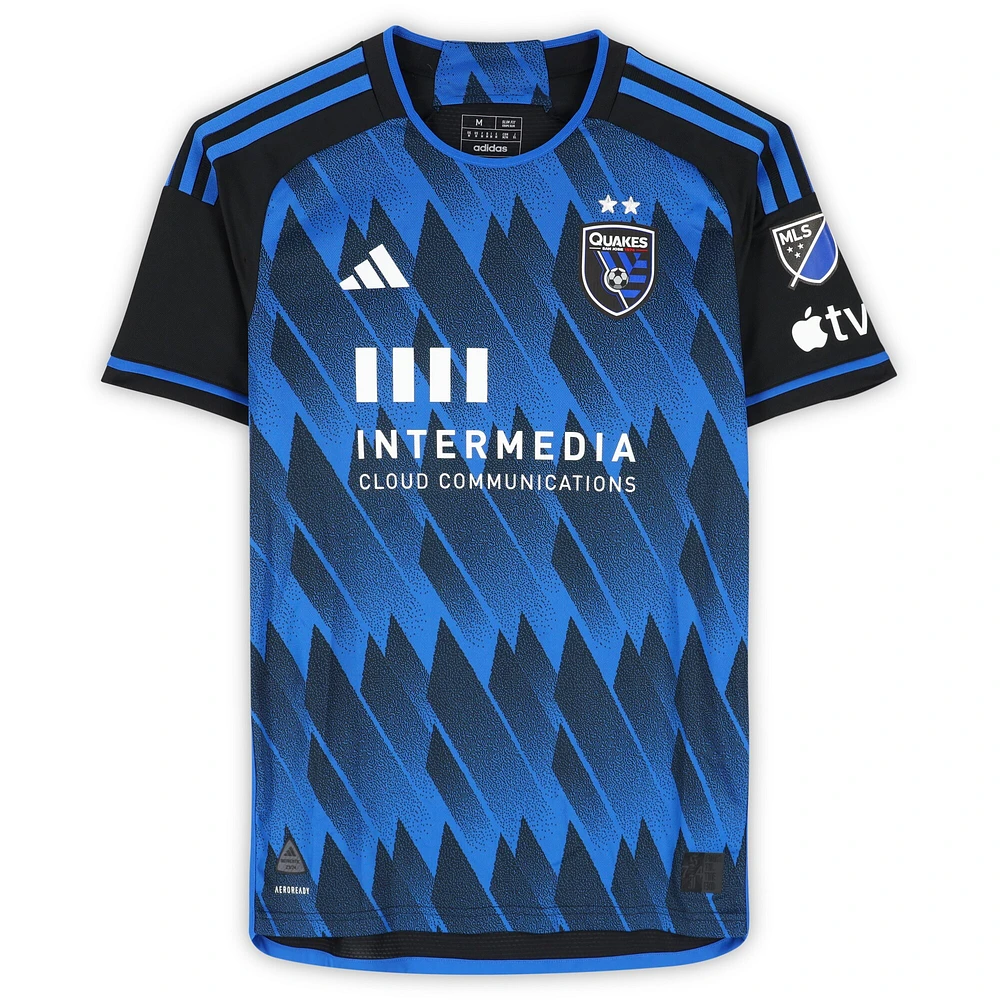 Maillot adidas bleu/noir dédicacé Rodrigues San Jose Earthquakes n° 26, saison 2024 de la MLS - Taille M