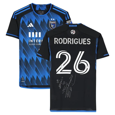 Maillot adidas bleu/noir dédicacé Rodrigues San Jose Earthquakes n° 26, saison 2024 de la MLS - Taille M