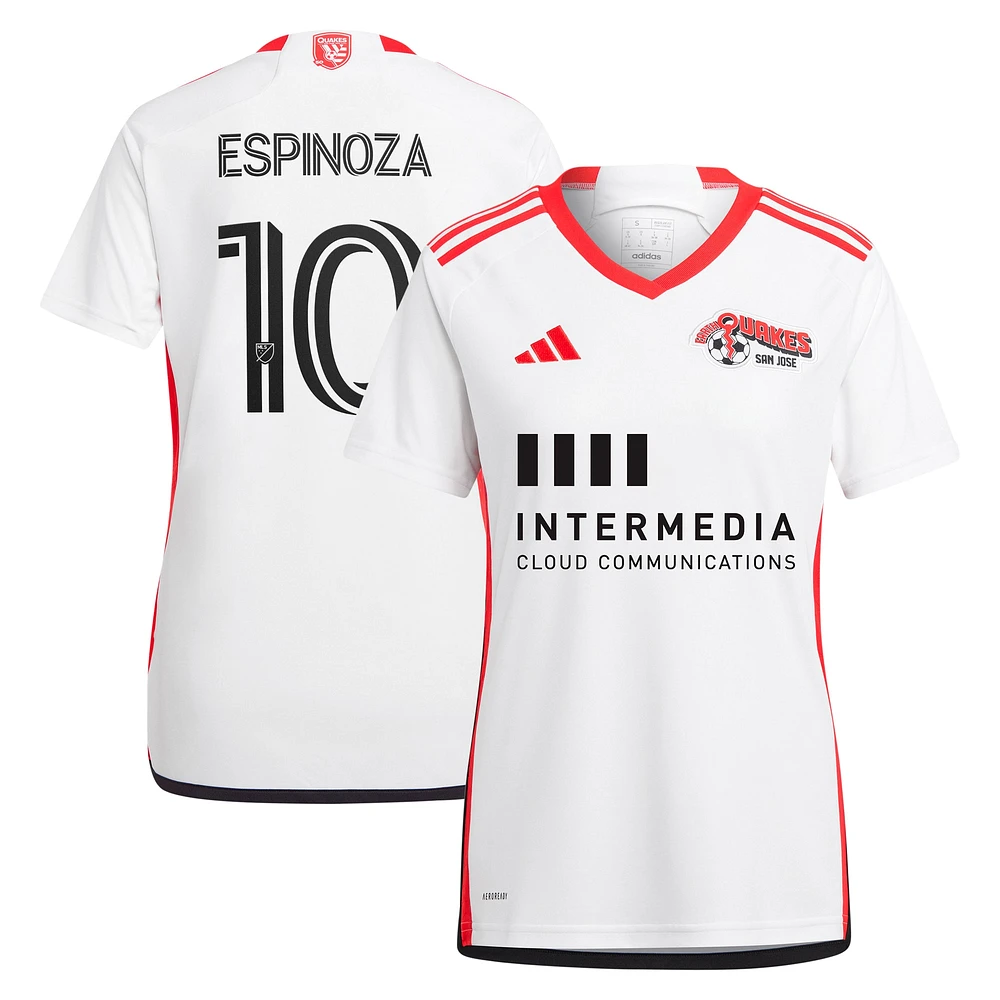 Women's adidas Cristian Espinoza White San Jose Earthquakes 2024 The 50 Kit Replica Player Jersey