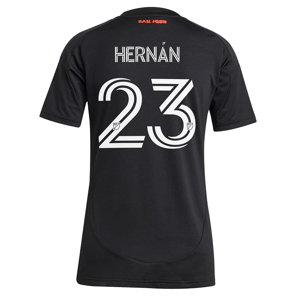 Women's adidas Hernán López Black San Jose Earthquakes 2025 Headliner Replica Player Jersey