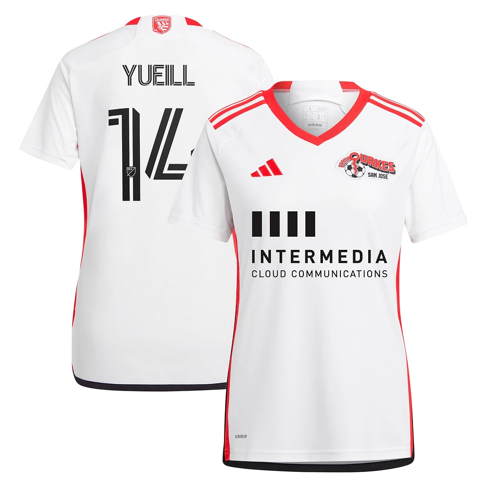 Women's adidas Jackson Yueill White San Jose Earthquakes 2024 The 50 Kit Replica Player Jersey