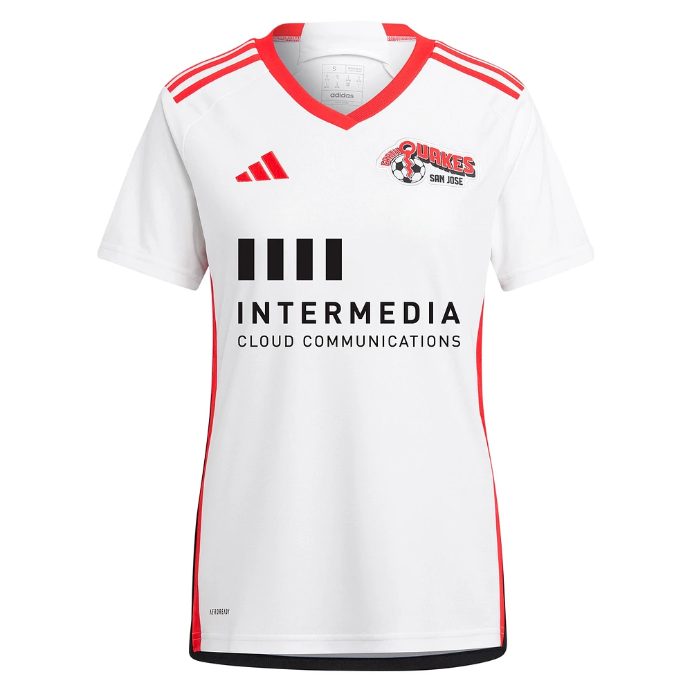 Women's adidas Jeremy Ebobisse White San Jose Earthquakes 2024 The 50 Kit Replica Player Jersey