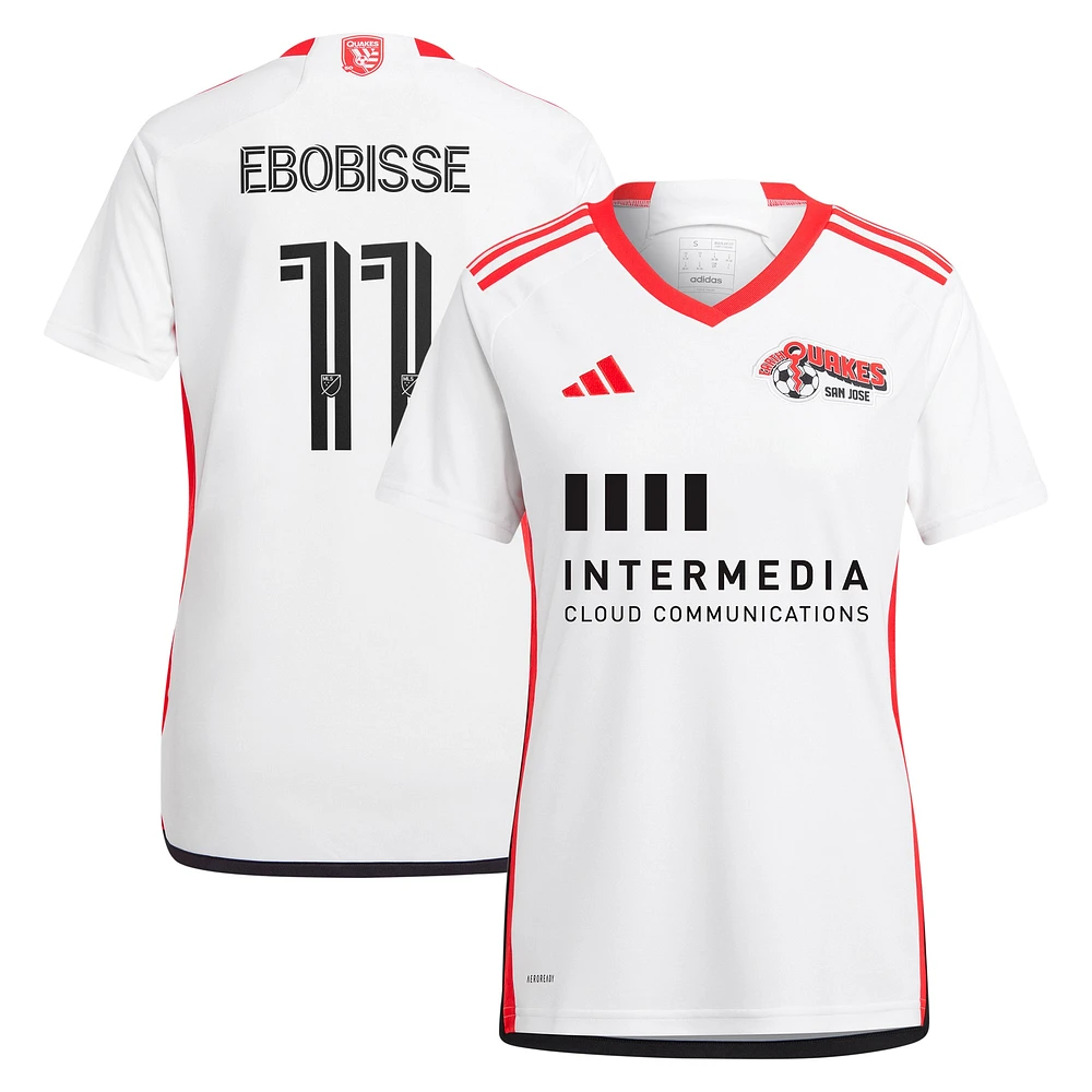 Women's adidas Jeremy Ebobisse White San Jose Earthquakes 2024 The 50 Kit Replica Player Jersey