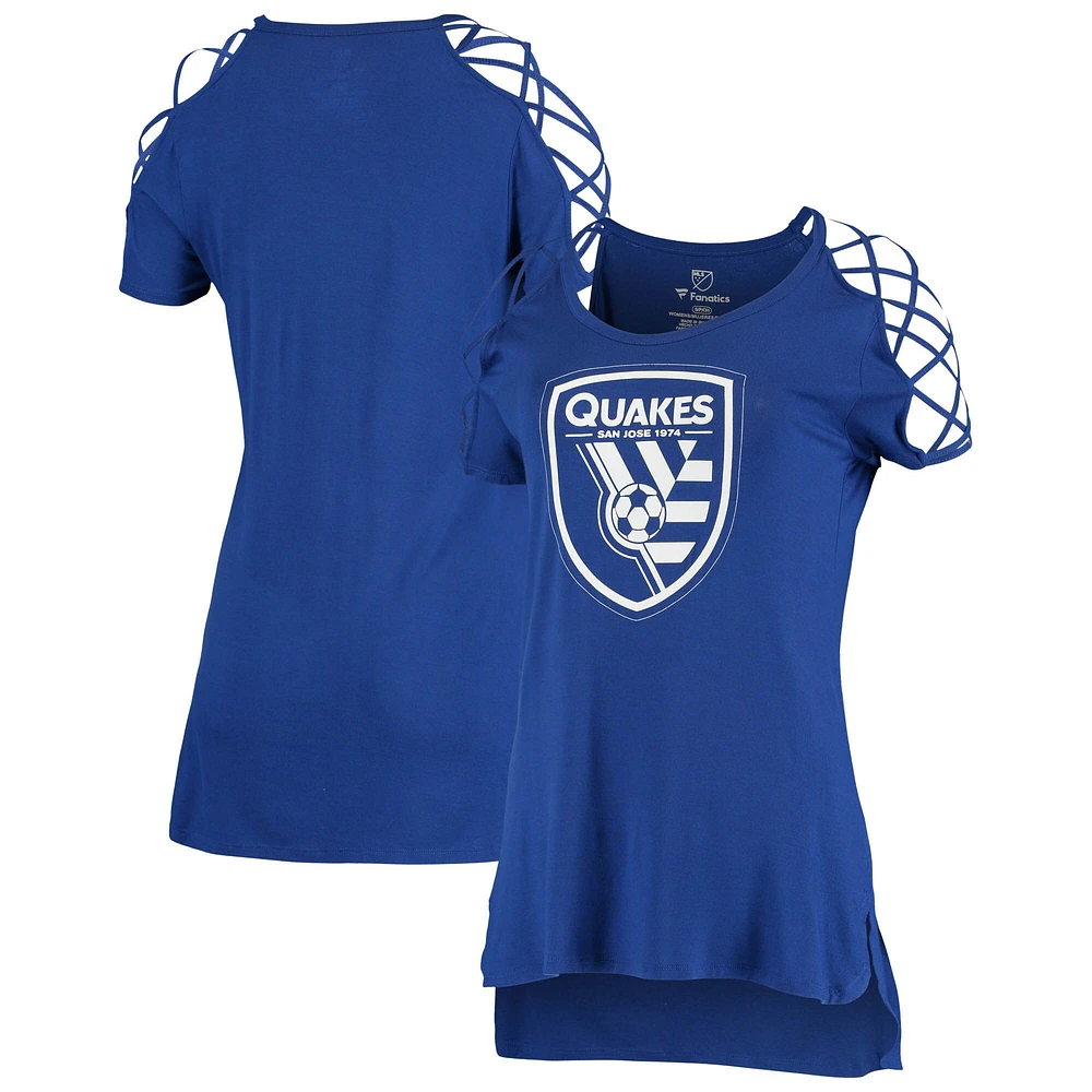 T-shirt bleu Fanatics pour femmes des tremblements de terre San Jose Iconic Best Comeback