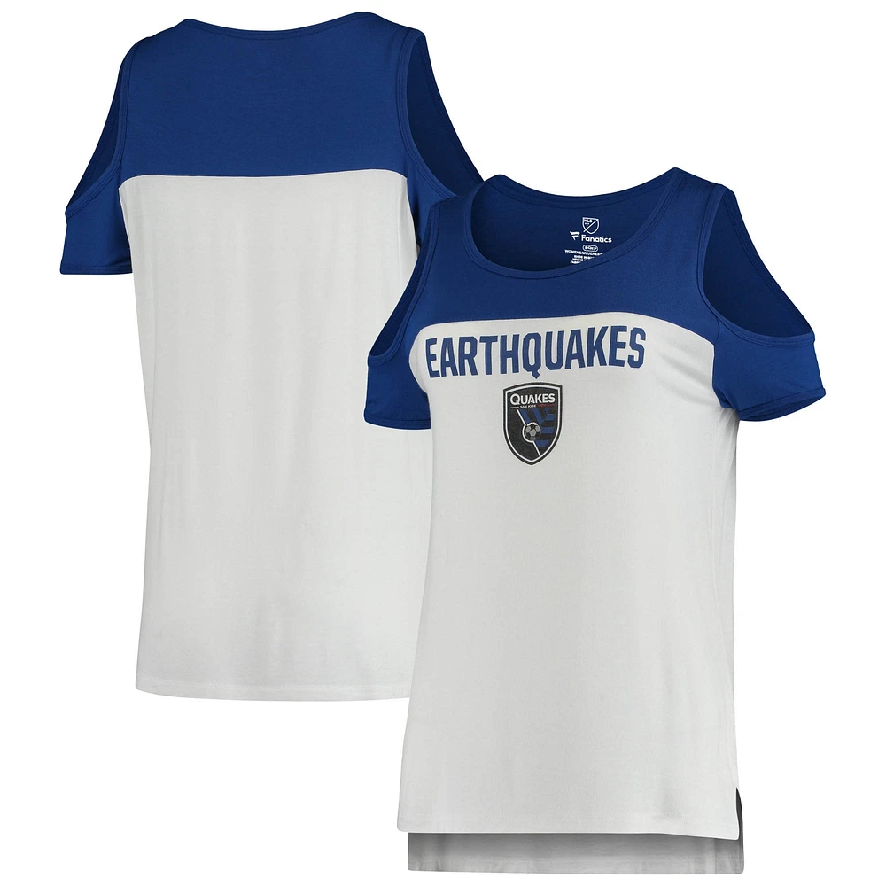 Women's Fanatics White San Jose Earthquakes Iconic Pure Dedication Cold Shoulder T-Shirt