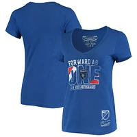 T-shirt bleu à col en V San Jose Earthquakes Forward As One Mitchell & Ness pour femme