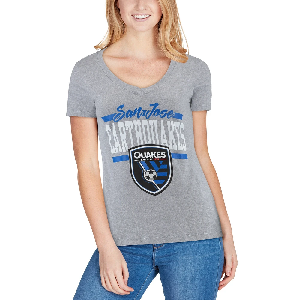 Women's Mitchell & Ness Gray San Jose Earthquakes MVP Bar Graphic T-Shirt