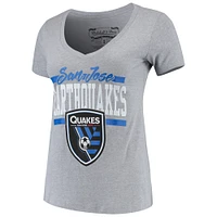 Women's Mitchell & Ness Gray San Jose Earthquakes MVP Bar Graphic T-Shirt