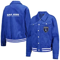 Women's The Wild Collective Blue San Jose Earthquakes Corduroy Button-Up Jacket