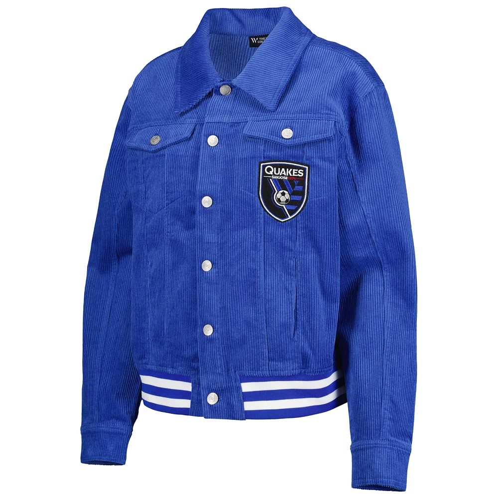 Women's The Wild Collective Blue San Jose Earthquakes Corduroy Button-Up Jacket