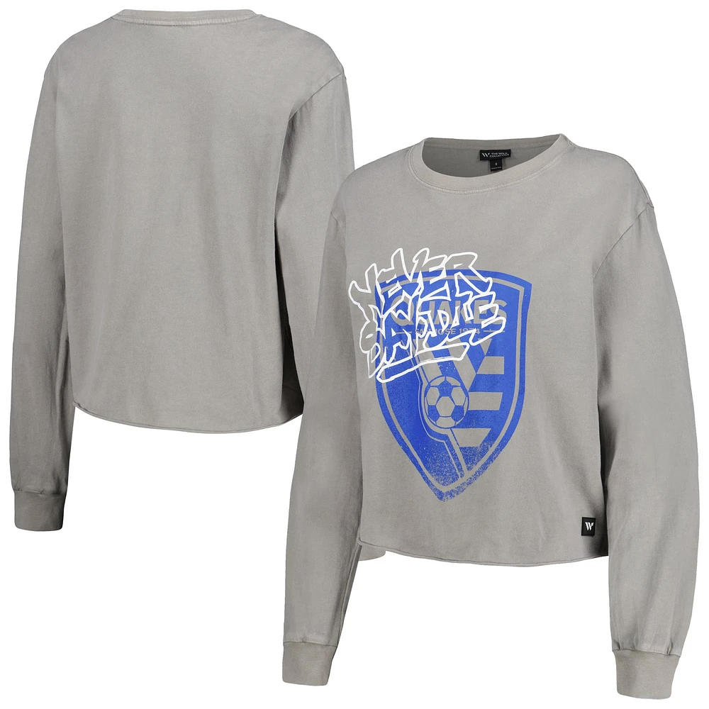 T-shirt court à manches longues San Jose Earthquakes The Wild Collective pour femme, gris