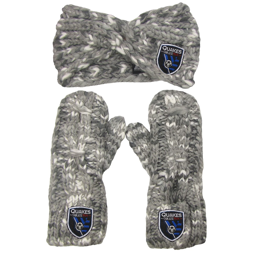 Women's ZooZatz Gray San Jose Earthquakes Marled Headband and Mittens Set