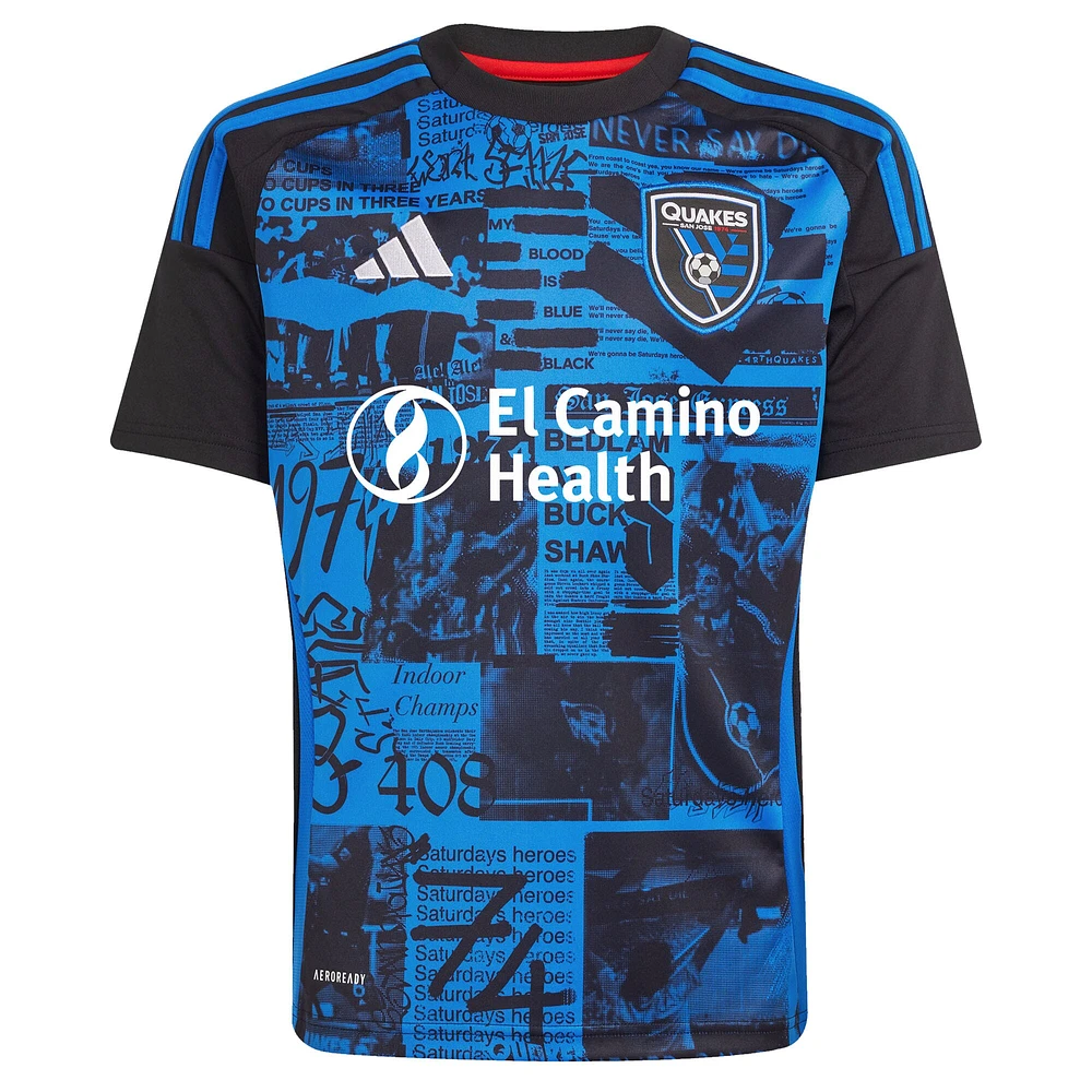 Youth adidas  Black San Jose Earthquakes 2025 Headliner Replica Jersey