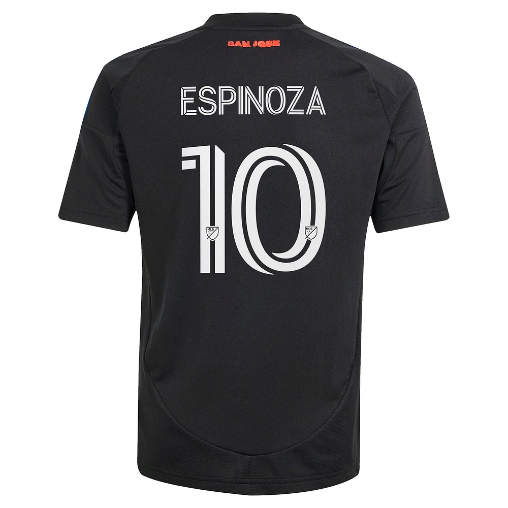 Youth adidas Cristian Espinoza Black San Jose Earthquakes 2025 Headliner Replica Player Jersey