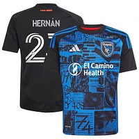 Youth adidas Hernán López Black San Jose Earthquakes 2025 Headliner Replica Player Jersey