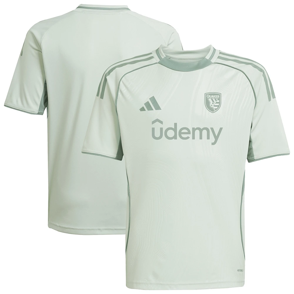 Youth adidas Light Green San Jose Earthquakes 2025 One Planet Pre-Match Top