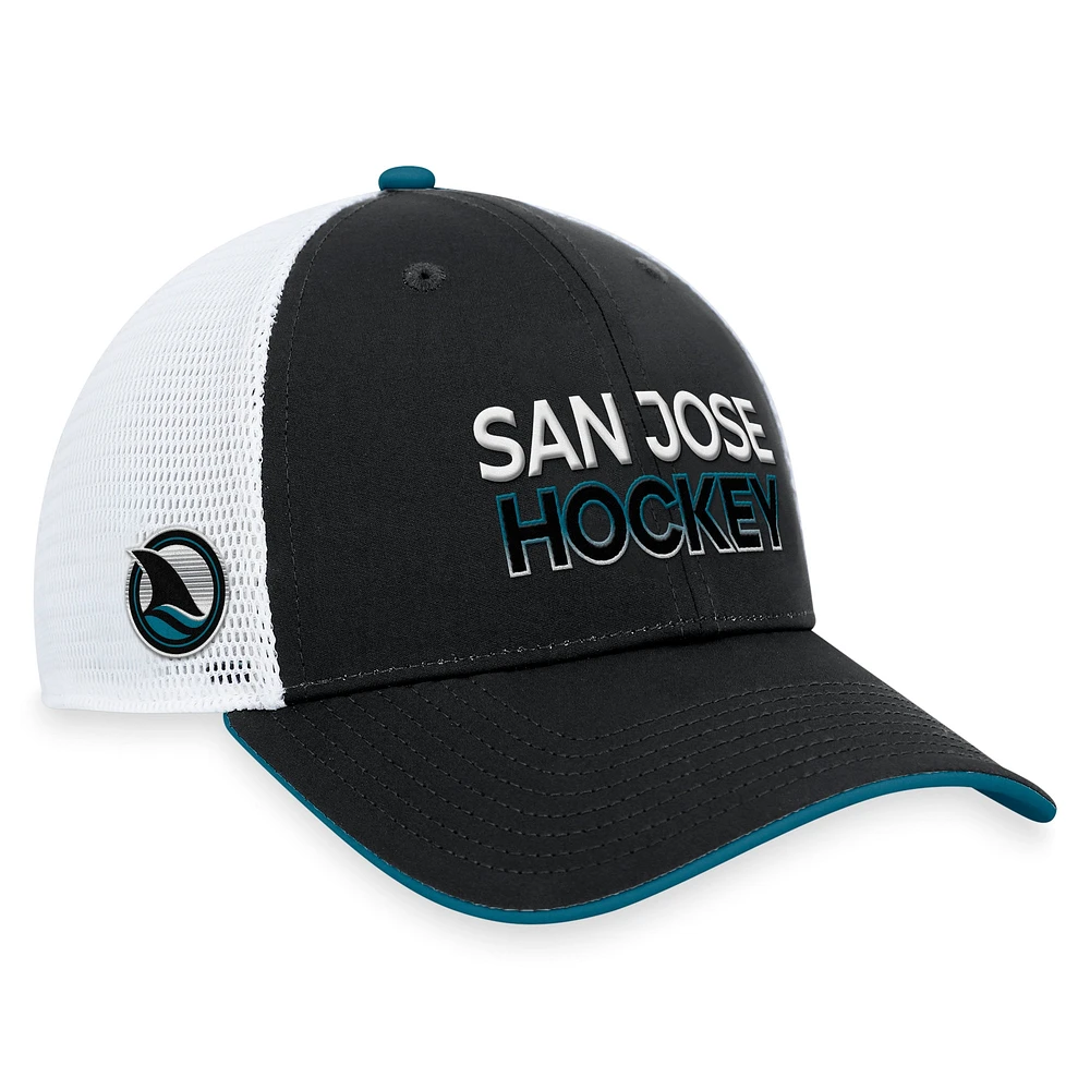 Fanatics Black San Jose Sharks Alternate Authentic Pro Rink Trucker Adjustable Hat