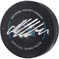 Rondelle de match officielle dédicacée du repêchage 2024 de la LNH des Sharks de San Jose Macklin Celebrini