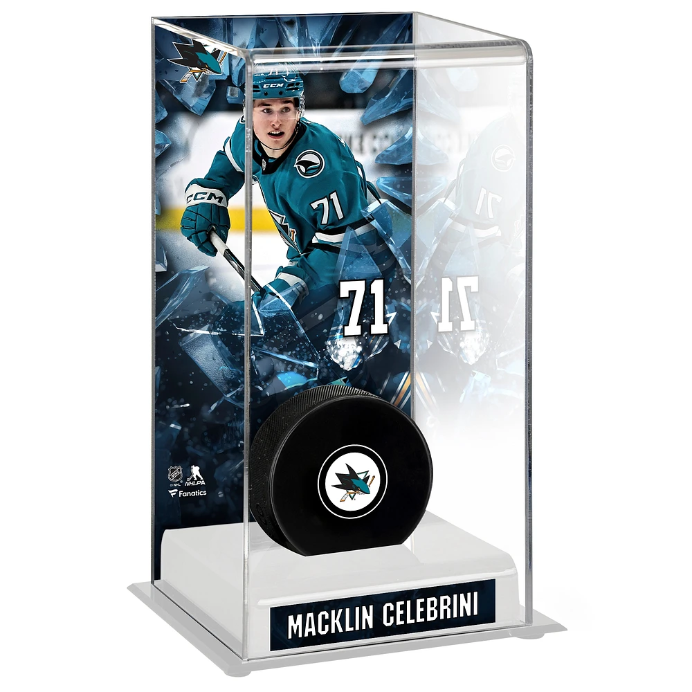 Étui de luxe pour rondelles de hockey Macklin Celebrini San Jose Sharks