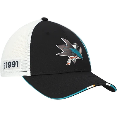Men's Fanatics  Black San Jose Sharks Authentic Pro Draft Adjustable Trucker Hat