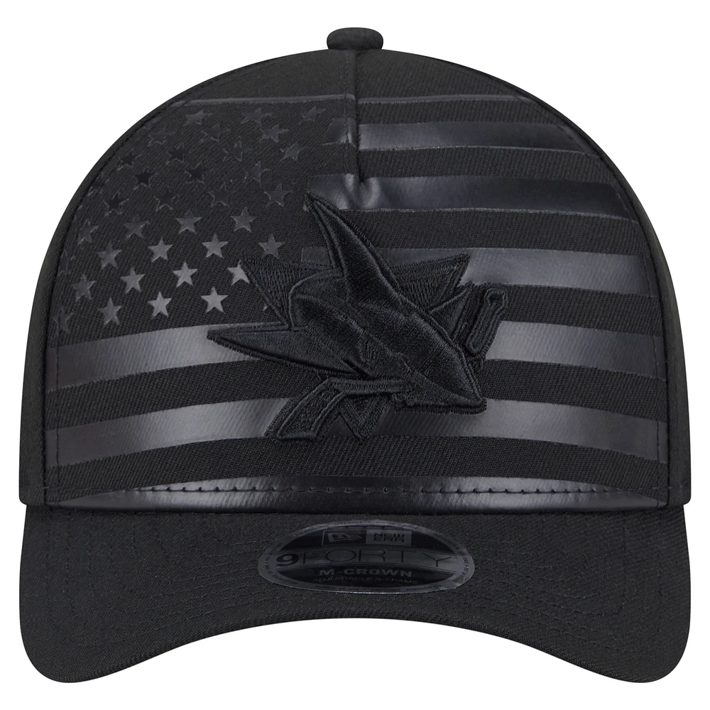 Casquette ajustable en forme de A 9FORTY Game Day Stealth Flag des Sharks de San Jose de New Era pour homme