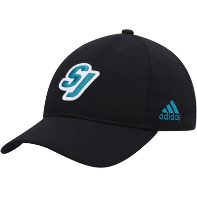 San Jose Sharks adidas Letter Slouch Adjustable Hat - Black