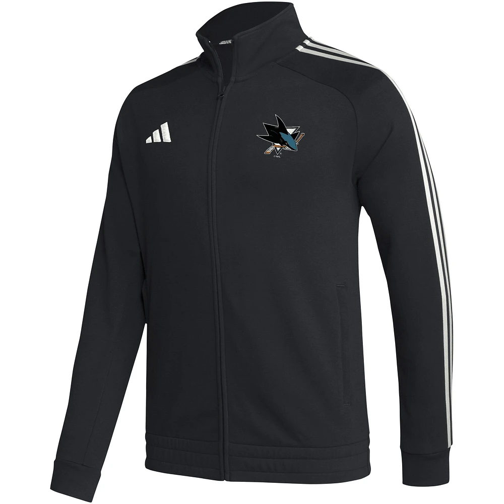 Men's adidas  Black San Jose Sharks Raglan Full-Zip Track Jacket