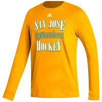 Men's adidas Gold San Jose Sharks Reverse Retro 2.0 Fresh Playmaker Long Sleeve T-Shirt