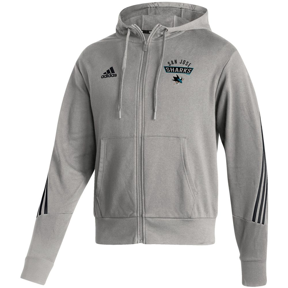 Men's adidas Heathered Gray San Jose Sharks Fashion Full-Zip Hoodie