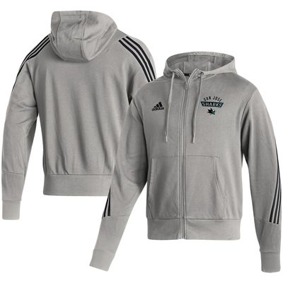 Men's adidas Heathered Gray San Jose Sharks Fashion Full-Zip Hoodie