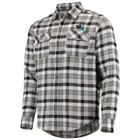 Chemise boutonnée à manches longues et carreaux pour homme, motif San Jose Sharks, noir/gris, Antigua