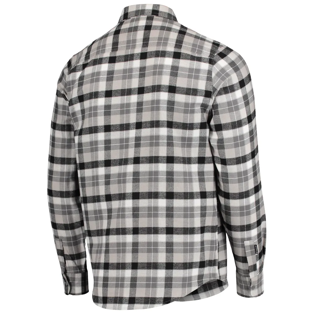 Chemise boutonnée à manches longues et carreaux pour homme, motif San Jose Sharks, noir/gris, Antigua