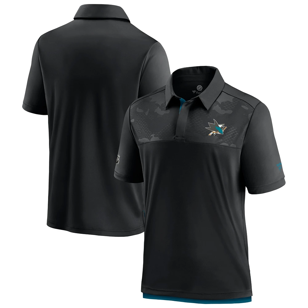 Polo noir authentique Pro Locker Room Team des Sharks de San Jose pour homme