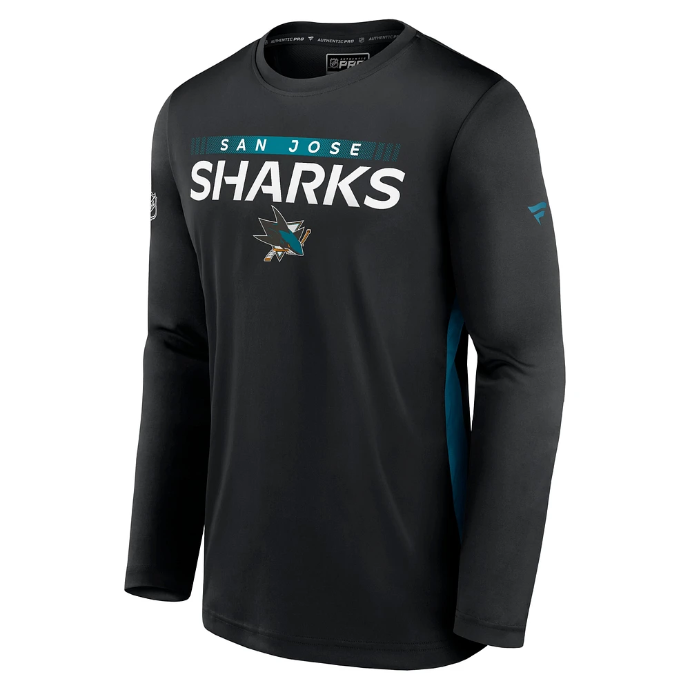 Men's Black San Jose Sharks Authentic Pro Rink Performance Long Sleeve T-Shirt