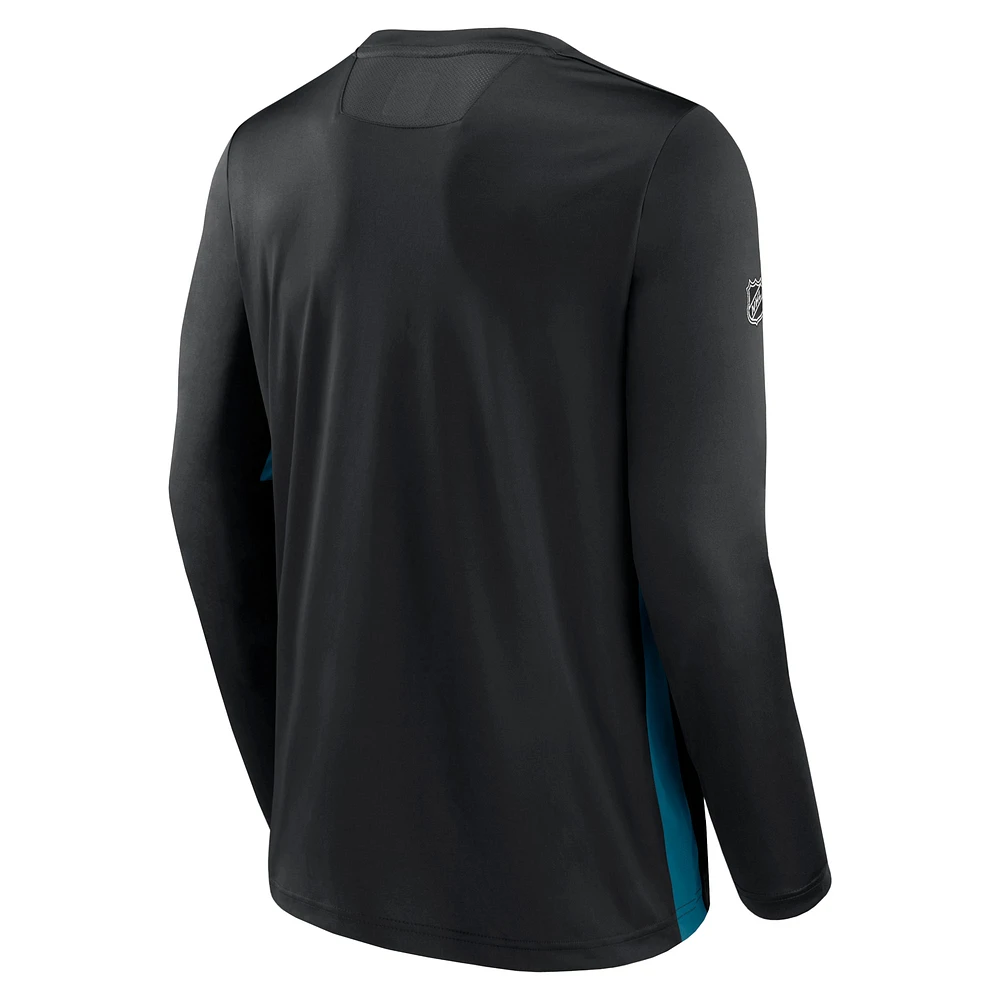 Men's Black San Jose Sharks Authentic Pro Rink Performance Long Sleeve T-Shirt