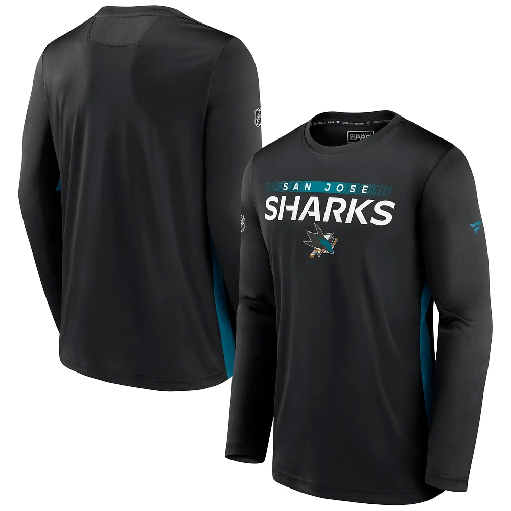 Men's Black San Jose Sharks Authentic Pro Rink Performance Long Sleeve T-Shirt