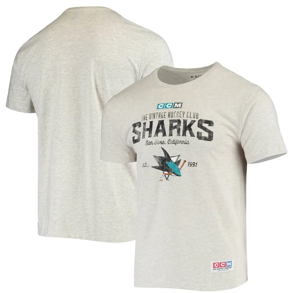 Mitchell & Ness San Jose Sharks Distressed Logo Teal T-Shirt, Men's, Small, Blue