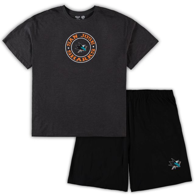 Ensemble de nuit pour homme Concepts Sport noir/anthracite chiné San Jose Sharks Big & Tall T-shirt et short