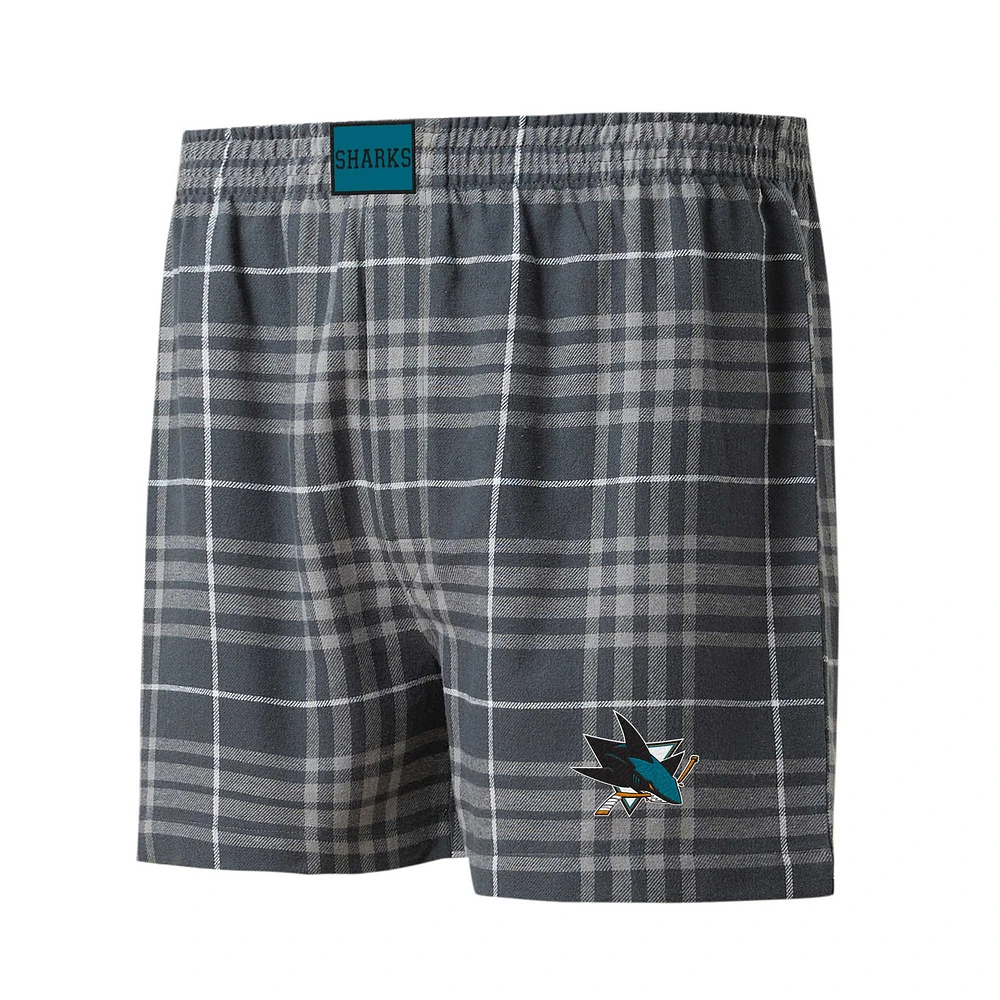 Boxer en flanelle Concord Concepts Sport anthracite/gris pour hommes, San Jose Sharks