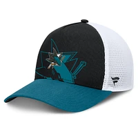 Men's Fanatics Black/Teal San Jose Sharks Authentic Pro A-Frame Rink Adjustable Hat